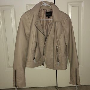 new express biker beige leather jacket. Size small